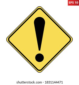 Other danger ahead US road sign. Illustration of yellow diamond shaped warning traffic sign with exclamation mark inside. Caution icon vector design template isolated on background. Danger zone.