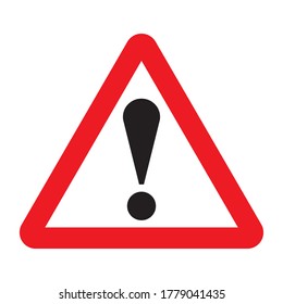 Other Danger Traffic Sign. Illustration Of Red Triangle Warning Road Sign With Exclamation Mark Inside. Caution Icon Vector Design Template Isolated On White Background. Attention. Danger Zone.