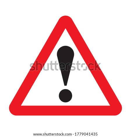 Other danger traffic sign. Illustration of red triangle warning road sign with exclamation mark inside. Caution icon vector design template isolated on white background. Attention. Danger zone.