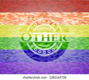 Other emblem on mosaic background with the colors of the LGBT flag
