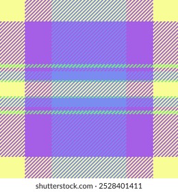 Other seamless textile fabric, subtle tartan vector pattern. Tape background plaid check texture in violet and blue colors palette.