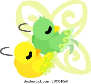 Other side pretty small birds of a mysterious design suitable