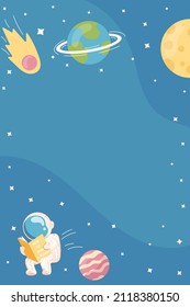 Other space poster of deep space with planets and stars, comets and astronaut in a flat style. Vector illustration