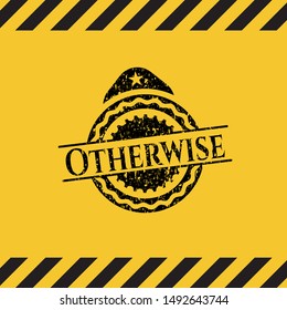 Otherwise black grunge emblem inside yellow warning sign. Vector Illustration. Detailed.