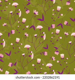 Otherworld vibes florals seamless pattern