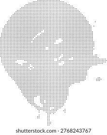 Otherworldly 1-bit dithered alien face with a retro halftone texture for science fiction and extraterrestrial themed designs.