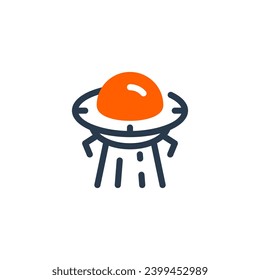 Otherworldly UFO Vehicle in Superhero Scenario Vector Icon Illustration