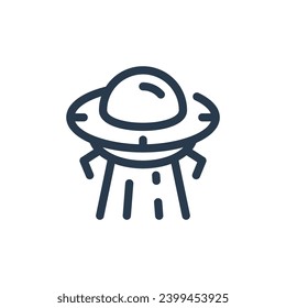 Otherworldly UFO Vehicle in Superhero Scenario Vector Icon Illustration