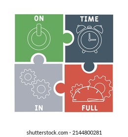 OTIF - On Time In Full acronym. business concept background.  vector illustration concept with keywords and icons. lettering illustration with icons for web banner, flyer, landing pag