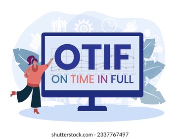OTIF - A Tiempo, en acrónimo completo. fondo de concepto de negocio. concepto de ilustración vectorial con palabras clave e iconos. ilustración con iconos para banner web, volante, página de inicio