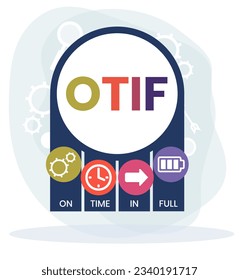 OTIF - A Tiempo, en acrónimo completo. fondo de concepto de negocio. concepto de ilustración vectorial con palabras clave e iconos. ilustración con iconos para banner web, volante, página de inicio