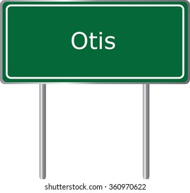 Otis , Colorado, road sign green vector illustration, road table, USA city
