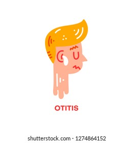 Otitis flat icon. Vector illustration