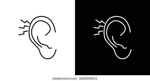 Icono de otitis signo de contorno de Vector en blanco y negro