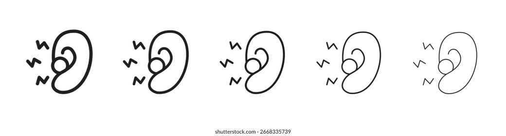 Colección de Vector de línea de iconos de Otitis sobre fondo blanco