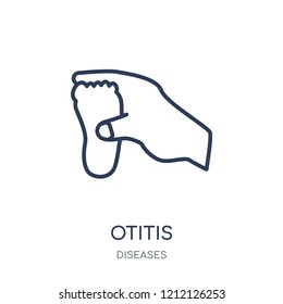 Otitis icon. Otitis linear symbol design from Diseases collection. Simple outline element vector illustration on white background.