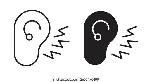 Icono de Otitis, signo de Vector de contorno, pictograma de estilo lineal y sólido aislado en blanco.