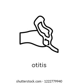 Otitis icon. Trendy modern flat linear vector Otitis icon on white background from thin line Diseases collection, editable outline stroke vector illustration