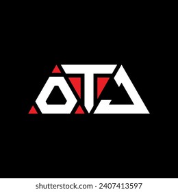 Diseño del logotipo de la letra triangular OTJ con forma triangular. Monograma de diseño del logotipo del triángulo OTJ. Plantilla de logotipo vectorial de triángulo OTJ con color rojo. Logo triangular de OTJ Diseño sencillo, elegante y lujoso.