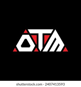 OTM triangle letter logo design with triangle shape. OTM triangle logo design monogram. OTM triangle vector logo template with red color. OTM triangular logo Simple, Elegant, and Luxurious design.