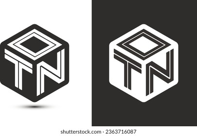 OTN Buchstaben Logo Design mit Illustrator Würfel Logo, Vektorlogo moderne Schrift Schriftart überlappen Stil. Premium Business Logo Symbol. Weiße Farbe auf schwarzem Hintergrund