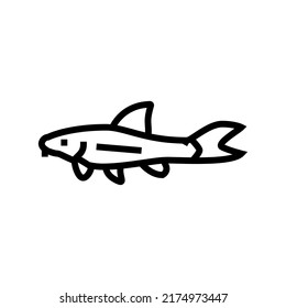 otocincluye el vector de icono de línea de pescado. otocinclusive el signo del pescado. símbolo de contorno aislado ilustración negra