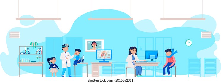 Otolaryngologist doctor with nose, ear and throat or ENT diagnostic and treatment instruments. Otology doctor with patient. Otorhinolaryngology healthcare medicine or otolaryngology diseases