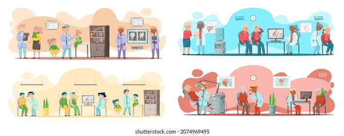 Otolaryngologist doctor with nose, ear and throat or ENT diagnostic and treatment instruments. Otology doctor with patient. Otorhinolaryngology healthcare medicine or otolaryngology diseases