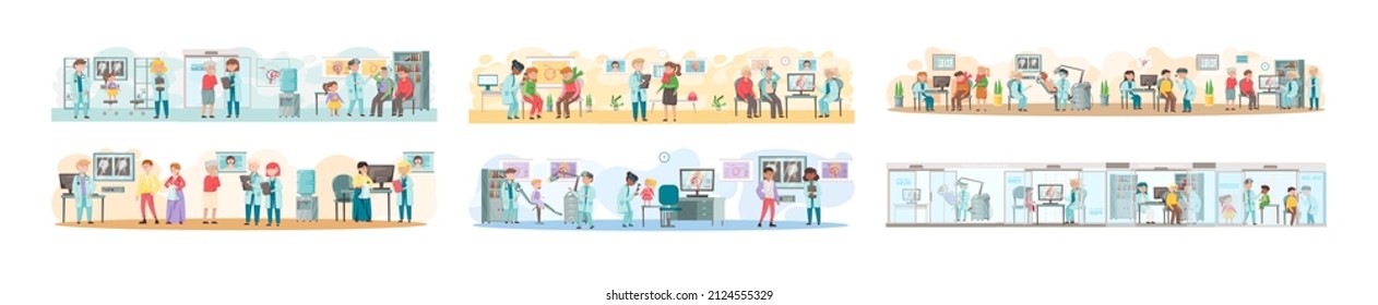 Otolaryngologist doctor with nose, ear and throat or ENT diagnostic and treatment instruments. Otology doctor with patient. Otorhinolaryngology healthcare medicine or otolaryngology diseases