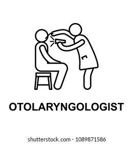 otolaryngologist icon. Element of treatment with name for mobile concept and web apps. Thin line otolaryngologist icon can be used for web and mobile. Premium icon on white background