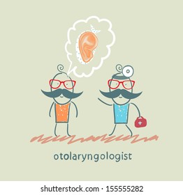 otolaryngologist listens to a story about a patient's ear