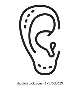 Otoplasty black line icon. Ear shape change plastic surgery. Isolated vector element. Outline pictogram for web page, mobile app, promo.