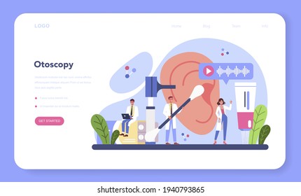 Otorhinolaryngologist web banner or landing page. Idea of ENT doctor
