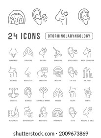 Otorhinolaryngology. Collection of perfectly thin icons for web design, app, and the most modern projects. The kit of signs for category Medicine.