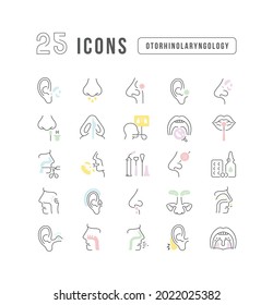 Otorhinolaryngology. Collection of perfectly thin icons for web design, app, and the most modern projects. The kit of signs for category Medicine.