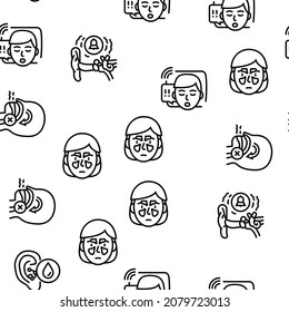 Otorhinolaryngology Treatment Vector Seamless Pattern Thin Line Illustration