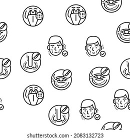 Otorhinolaryngology Treatment Vector Seamless Pattern Thin Line Illustration