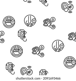 Otorhinolaryngology Treatment Vector Seamless Pattern Thin Line Illustration