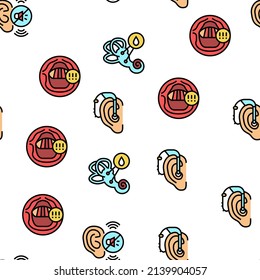 Otorhinolaryngology Treatment Vector Seamless Pattern Thin Line Illustration