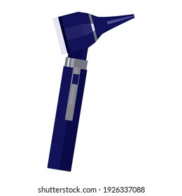 Otoscope is a diagnostic device used in otolaryngology. Vector illustration isolated on white background.