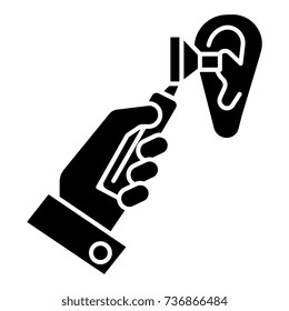 Otoscope Ear - Ent - Otolaryngologist - Doctor Icon, Vector Illustration, Black Sign On Isolated Background