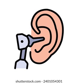 Otoscope icon. Color vector illustration from hospital collection. Simple otoscope icon vector. Flat symbol for use on web and mobile apps, logo, prin