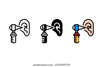 otoscope icon. different style. which represents a tool for checking ear health. This vector icon perfect for designs, user interfaces, and other related to healthcare theme