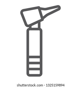 Otoscope line icon, medicine and equipment, hospital tool sign, vector graphics, a linear pattern on a white background, eps 10.