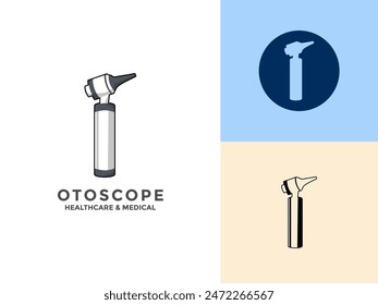 Otoscope Set Vektorgrafik Logo Icon Concept. Otoskop-Flachwerkzeugsymbol, Vektorgrafik von Otoskopwerkzeugen