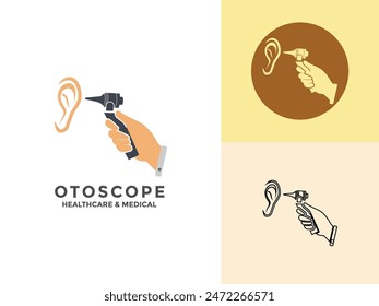 Otoscope Set Vector logo icon concept. Otoscope flat vector symbol, Illustration of Otoscope Tools