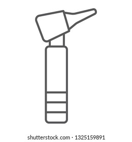 Otoscope thin line icon, medicine and equipment, hospital tool sign, vector graphics, a linear pattern on a white background, eps 10.