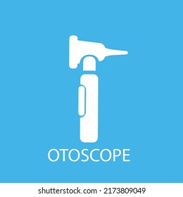 Otoscope vector icon on blue background