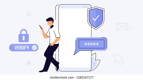 OTP authentication Secure Verification One-time password for secure transaction on digital payment Vector illustration OTP and Bank Details concept 2-Step authentication mobile applications