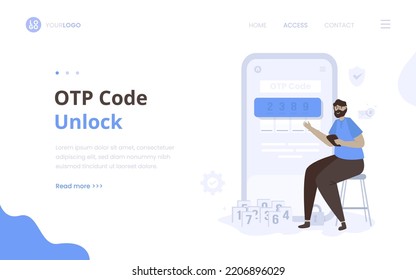 OTP Code Or One-time Password Security To Access Permission Illustration Landing Page